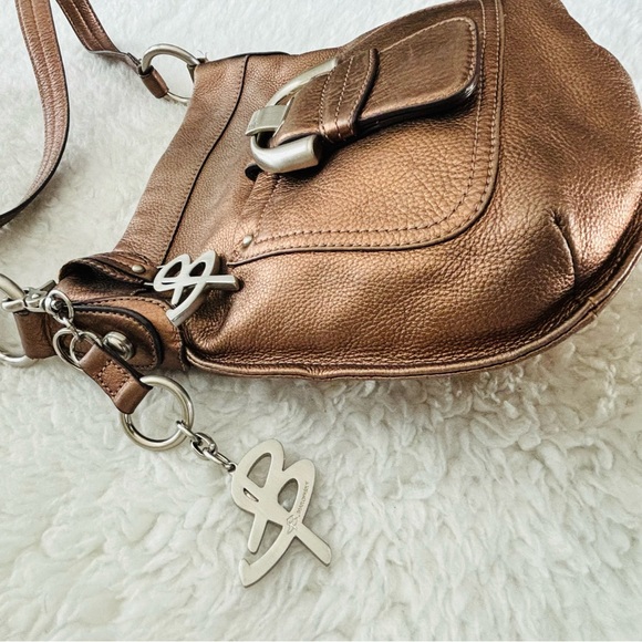 B. Makowsky Metallic Brown Genuine Leather Small Shoulder/Crossbody Bag 10”x9” - Picture 11 of 16